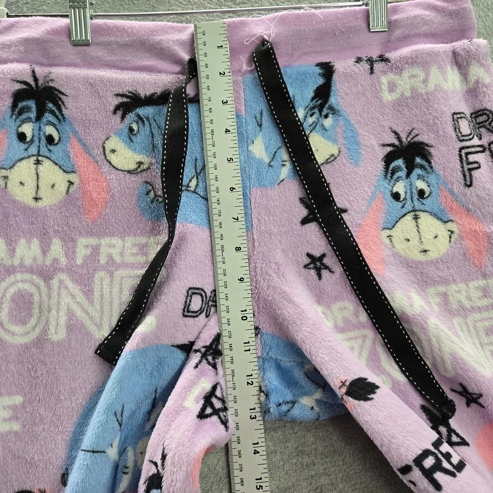 Disney Women Sleepwear Large Purple Pajama Pants Eeyore Drama Free Zone Fleece - Picture 4 of 13